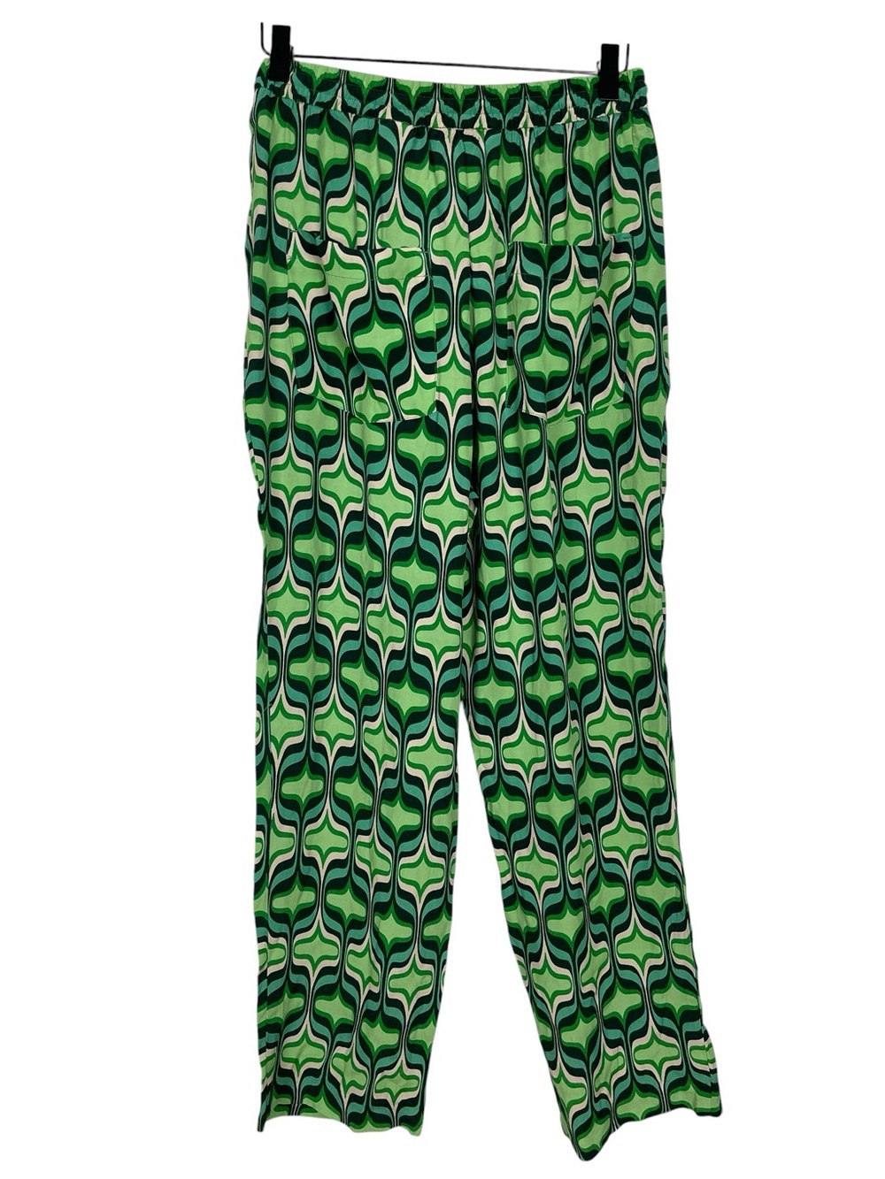 Zara Abstract Green Print Boho High Rise Pants Size Small - Picture 5 of 9